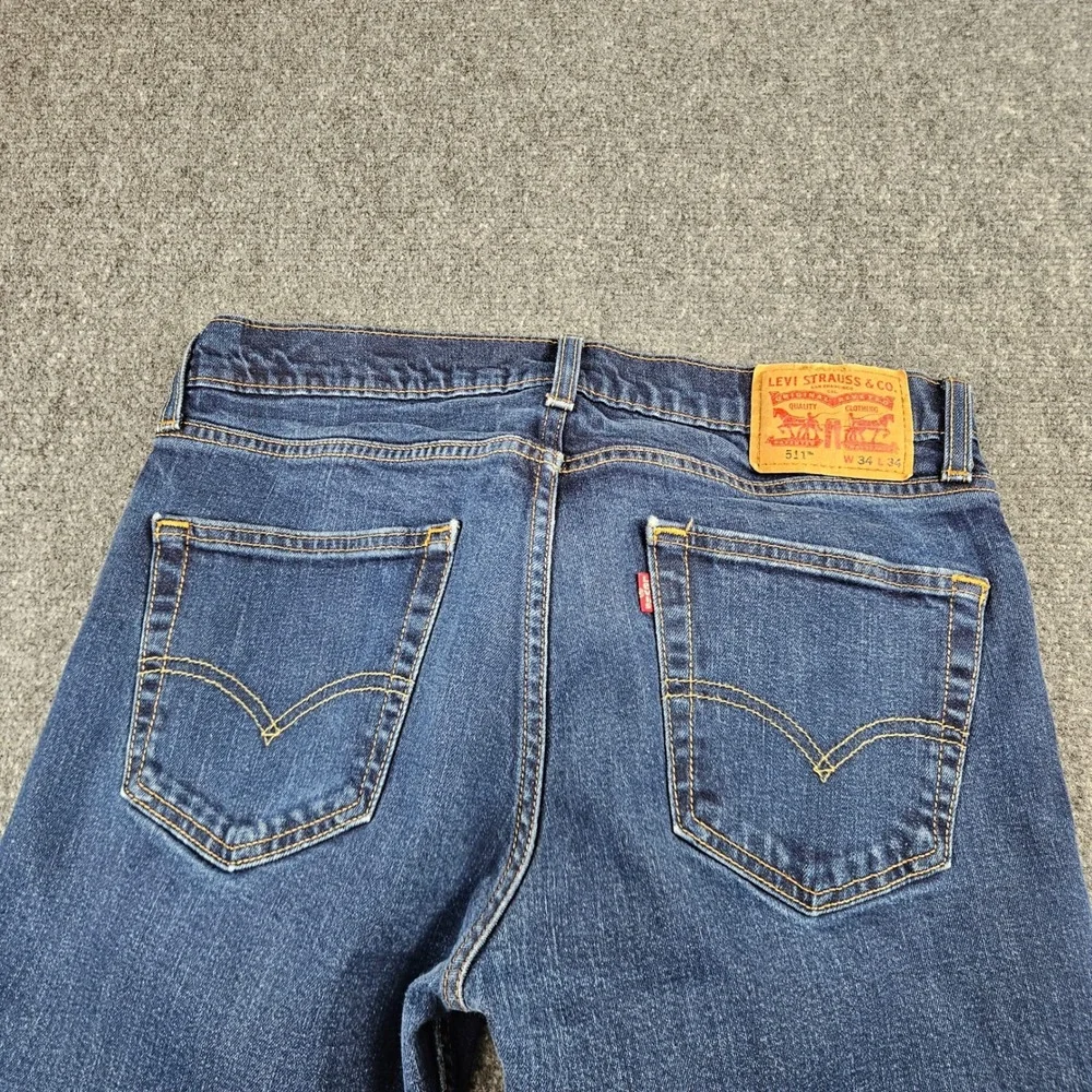 Levis 511 Slim Fit Jeans Mens 34x34‎ Dark Wash Denim Pants 511-1322